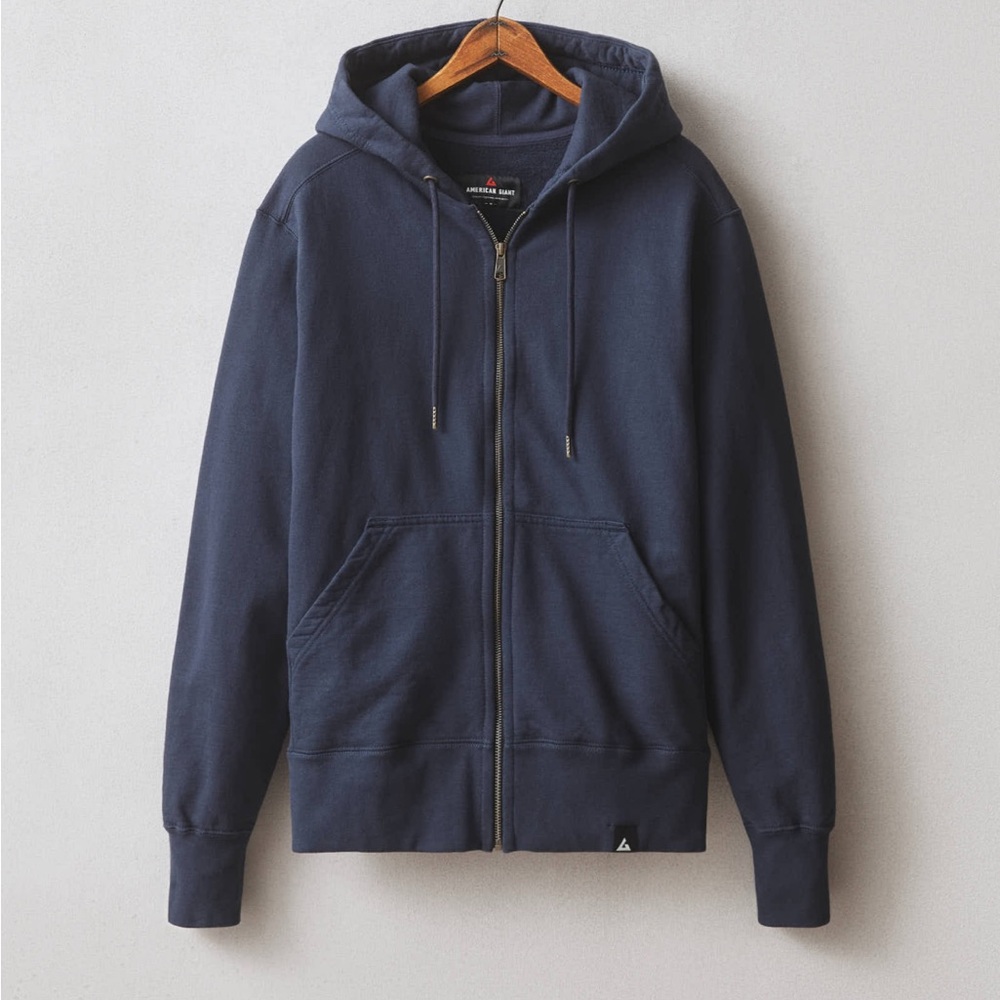 American Giant Dark Blue Full-Zip Hoodie